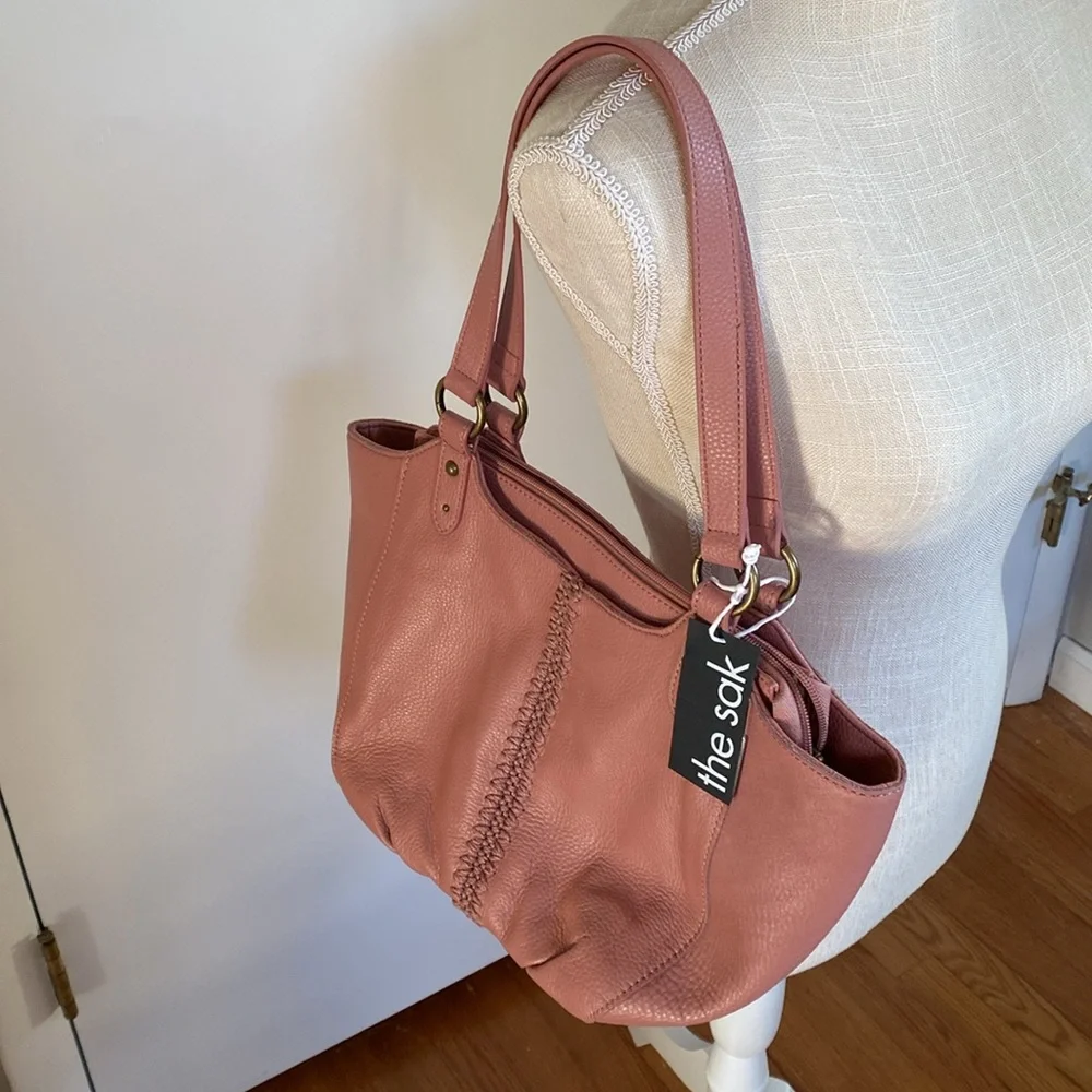 The Sak Bolinas Leather Satchel Bag in Vintage Coral #109177